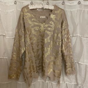 Mauve gold foil print sweater